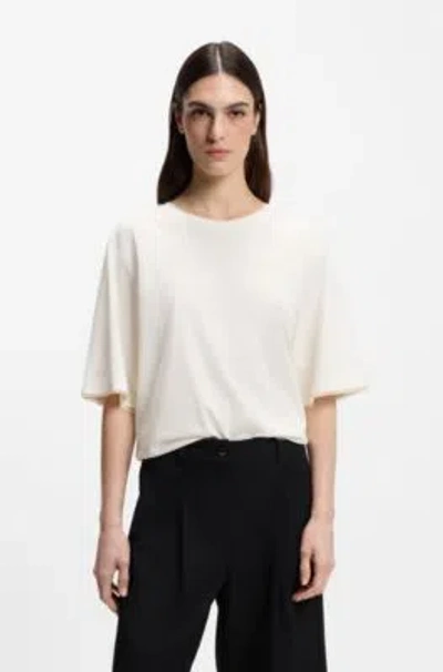 Hugo Boss Mesh-insert T-shirt In Cotton Jersey In White