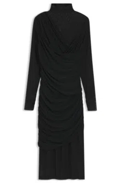 Hugo Boss Mesh-panel Dress In A Slim Fit In Blue