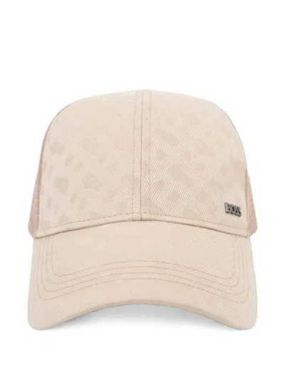 Hugo Boss Mesh-panelled Logo-plaque Baseball Cap In Brown