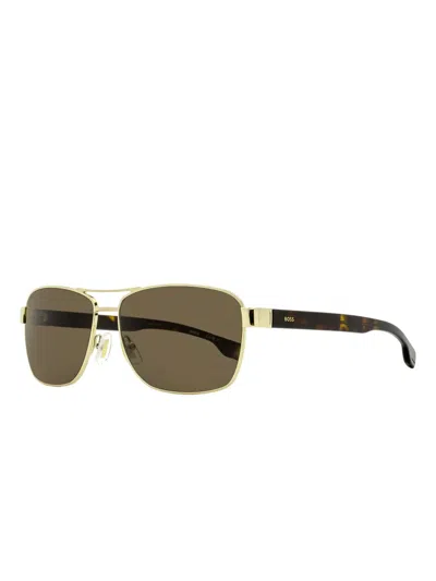Hugo Boss Metal-frame Rectangle Sunglasses In Green