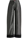 Hugo Boss High-waisted Jeans In Metallic-effect Rigid Denim In Schwarz