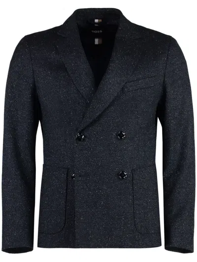 Hugo Boss Metallic-threaded Blazer In Blue
