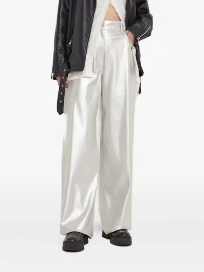 Hugo Boss Metallic Trousers In Silver
