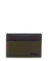 Hugo Boss Mett Leather Card Holder In Green