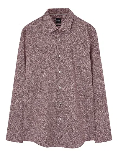 Hugo Boss Micro-dot Print Shirt In Pink