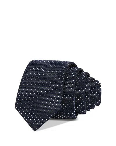 Hugo Boss Micro Dot Skinny Tie In Dark Blue