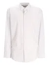 Hugo Boss Micro-pattern Long-sleeve Shirt In White