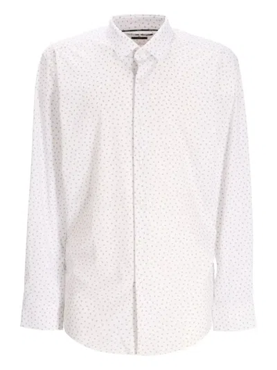Hugo Boss Micro-pattern Long-sleeve Shirt In White