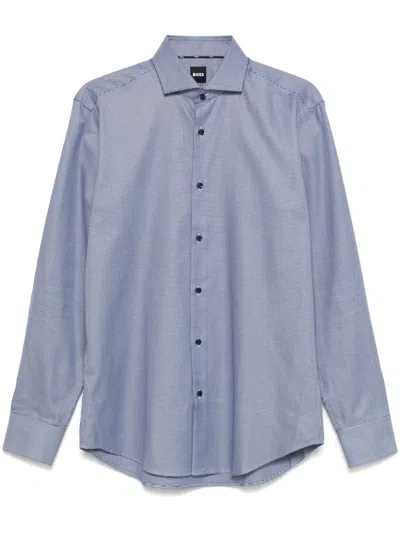 Hugo Boss Micro-pattern Shirt In Blue