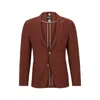 Hugo Boss Micro-pattern Slim-fit Jacket In A Cotton Blend In Red