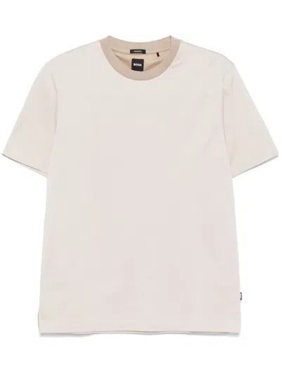 Hugo Boss T-shirt Mit Mikro-muster In Nude