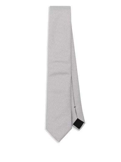 Hugo Boss Micro-pattern Tie In Grey