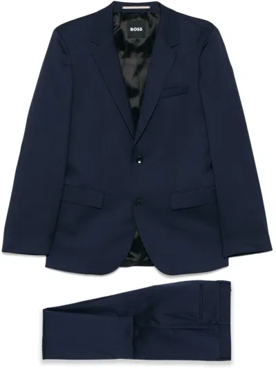Hugo Boss Micro-pattern Virgn Wool Suit In Blue