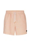 Hugo Boss Micro-print Swim Shorts In Orange