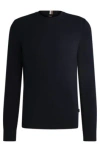 Hugo Boss Micro-structured Sweater In Cotton In Dark Blue