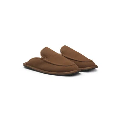Hugo Boss Microfibre Slippers With Rubber Sole In Brown