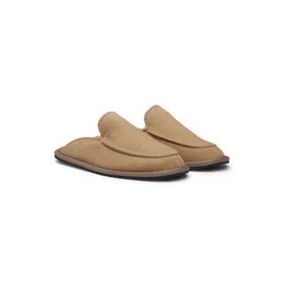 Hugo Boss Microfibre Slippers With Rubber Sole In Nude