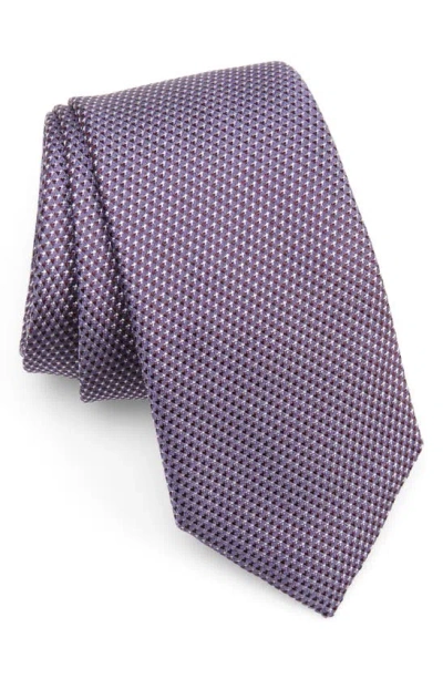 Hugo Boss Micropattern Silk Tie In Bright Purple