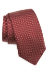 Hugo Boss Micropattern Silk Tie In Dark Red