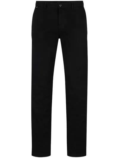 Hugo Boss Mid-rise Straight-leg Chinos In 黑色