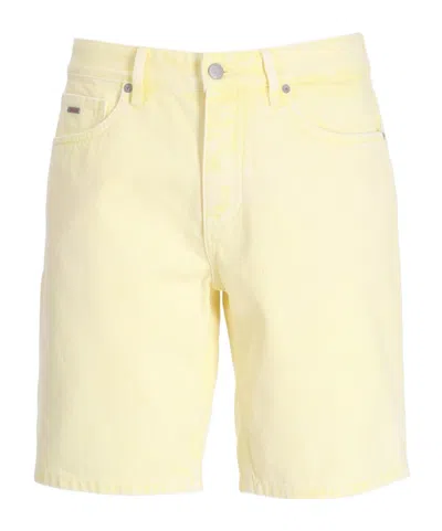 Hugo Boss Mid-rise Straight-leg Denim Shorts In Nude