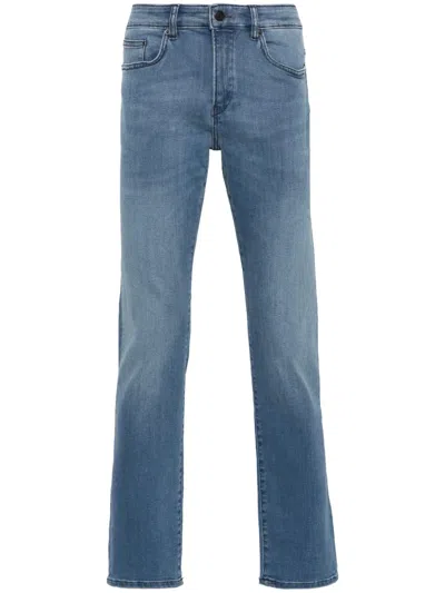 Hugo Boss Mid-rise Straight-leg Jeans In Blue