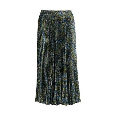 Hugo Boss Midi-length Skirt In Printed Plissé Satin In Multi