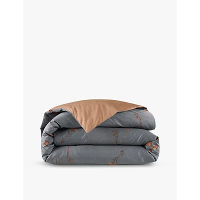Hugo Boss Blue Midnight Floral-print Cotton-sateen Duvet Cov