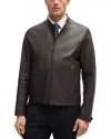 Hugo Boss Boss Leather Jacket In Dark Brown