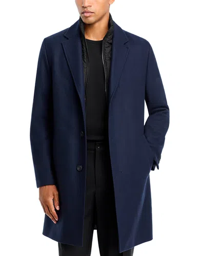 Hugo Boss Milogan Extra Slim Fit Topcoat With Zip-out Bib In Blue