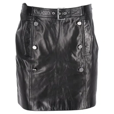 Hugo Boss Mini Belted Skirt In Black Faux Leather