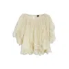 Hugo Boss Mini Cape Blouse With Lace Trim In Yellow