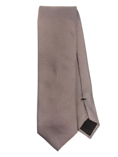 Hugo Boss Mini-check Tie In Neutrals