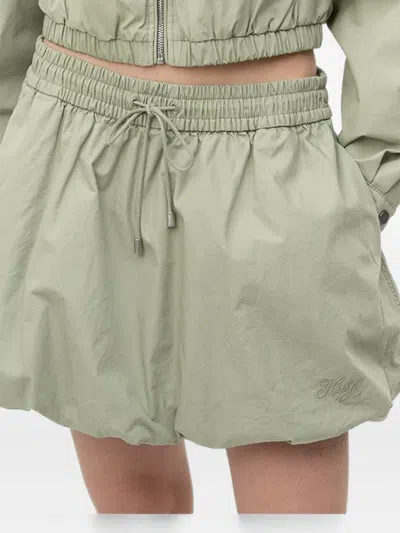 Hugo Boss Mini Drawstring Bubble-hem Skirt In Green