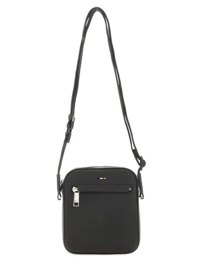 Hugo Boss Mini Reporter Handbag With Embossed Logo In Black