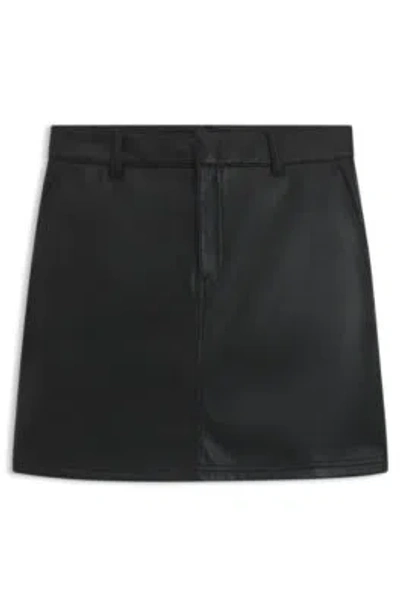 Hugo Boss Mini Skirt In Faux Leather In Black