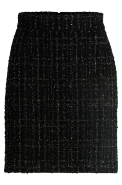 Hugo Boss Mini Skirt In Sparkle-effect Tweed In Black