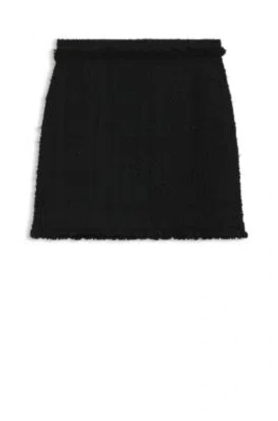 Hugo Boss Mini Skirt In Velvet Tweed In Black