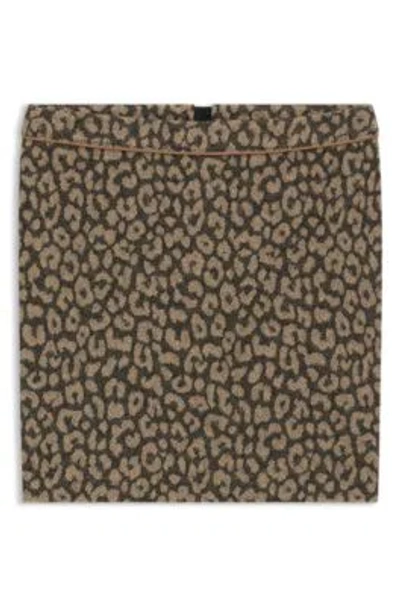 Hugo Boss Mini Skirt With Leopard Jacquard In Multi