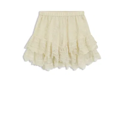Hugo Boss Mini Skort In Ruffled Lace In Neutral