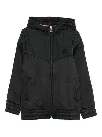 Hugo Boss Mini Zip Fastening Hooded Sweater For Boys In Black