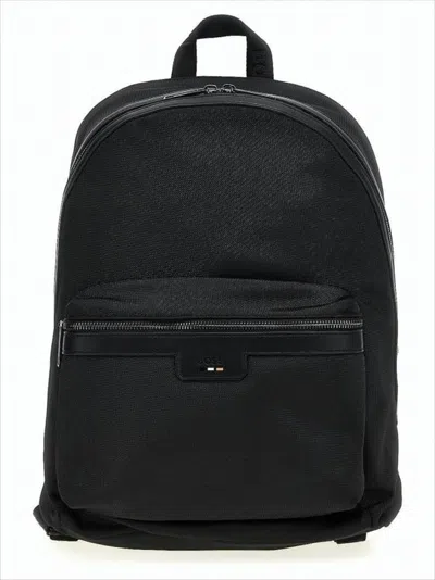 Hugo Boss Minimalist Backpack With Carrying Options In Black