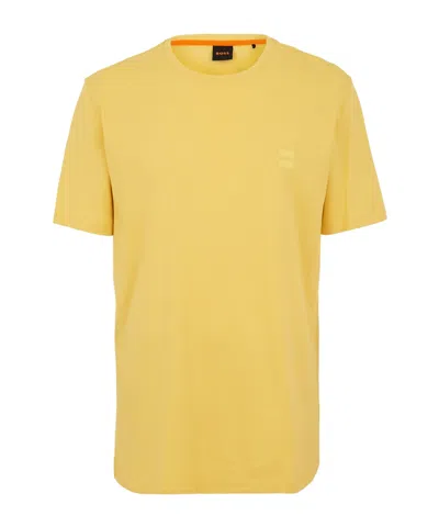 Hugo Boss Minimalist Crewneck Shortsleeve In Yellow