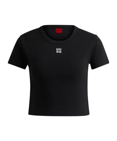 Hugo Boss Minimalist Cropped Tshirt In Black