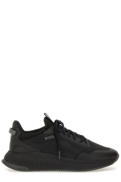 Hugo Boss Minimalist Low-top Sneakers With Subtle Detailing In Black