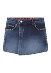 Hugo Boss Stud-embellished Denim Skort In Blue