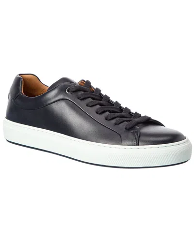 Hugo Boss Gary Burnished-leather Trainers With Hidden Laces In Black