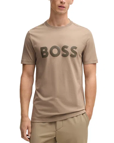 Hugo Boss Cotton-jersey T-shirt With Mirror-effect Logo Print In Light Green