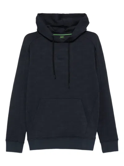 Hugo Boss Mens Dark Blue Branded Pouch-pocket Stretch-jersey Hoody Xl