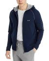 Hugo Boss Mix & Match Cotton Blend Full Zip Hooded Jacket In Dark Blue